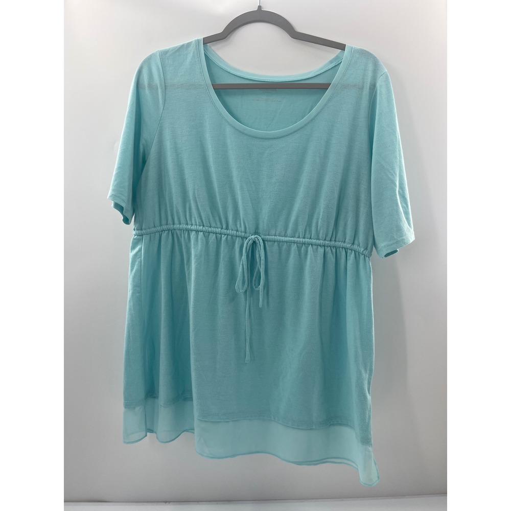 Motherhood Maternity Aqua Blue Drawstring Waist Layered Hem Top Large